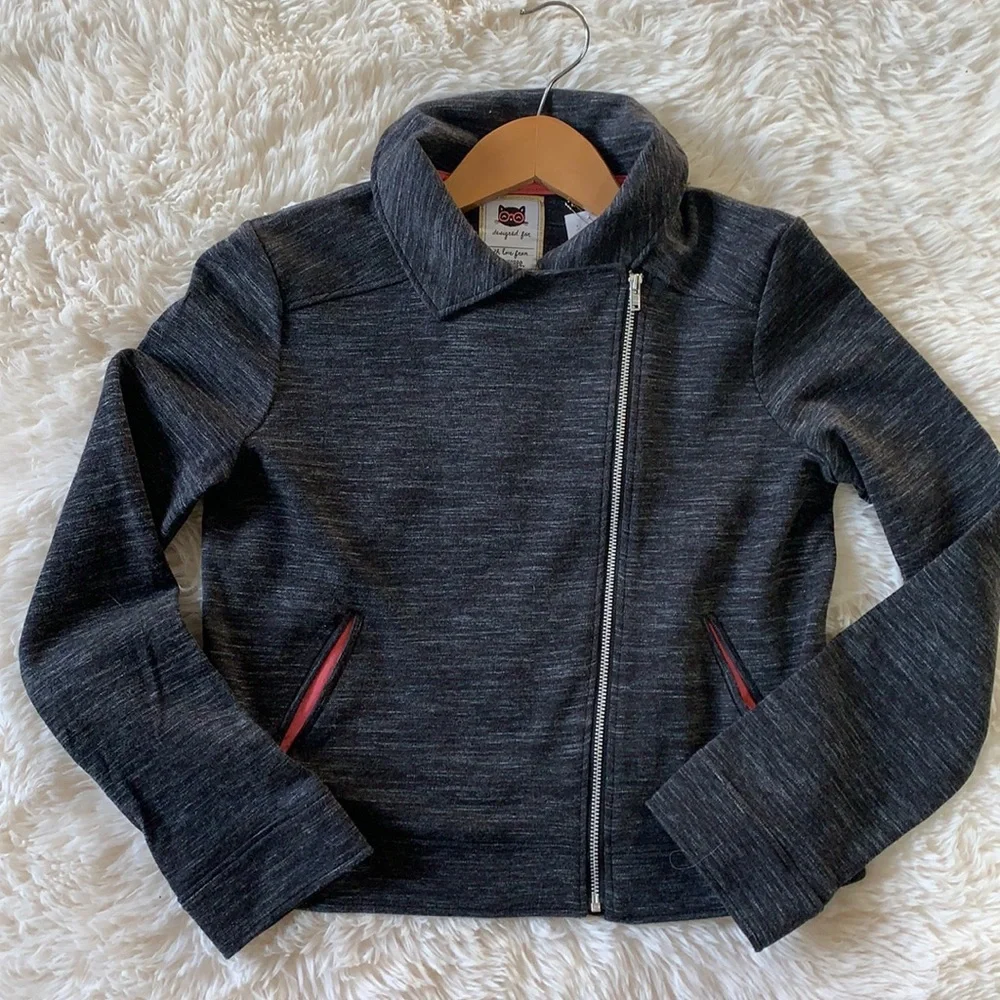 Gymboree Girls Charcoal Heather Gray Jacket L (10-12) NWT Asymmetrical Zip